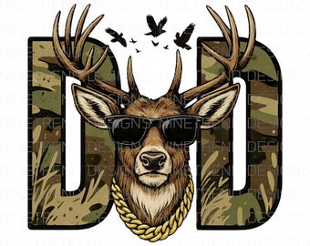 Hunter Dad Deer PNG: Camo Sublimation Design (Digital Download)