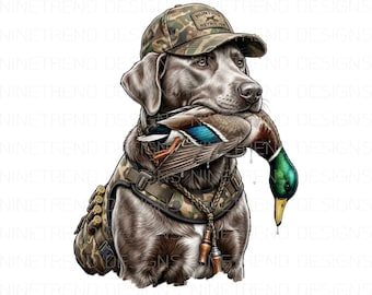 Silver Lab Hunting PNG, sublimatie watervogels retriever, zilveren labrador eend, Camo Hat Bird Dog, Hunter Dad Gift, heren Marsh DTF-ontwerp