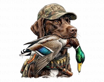 Chocolate Lab Hunting PNG, Waterfowl Retriever Sublimation, Duck Dog Camo Hat, Bird Dog Mallard, Hunter Dad Gift, Mens Marsh DTF Design