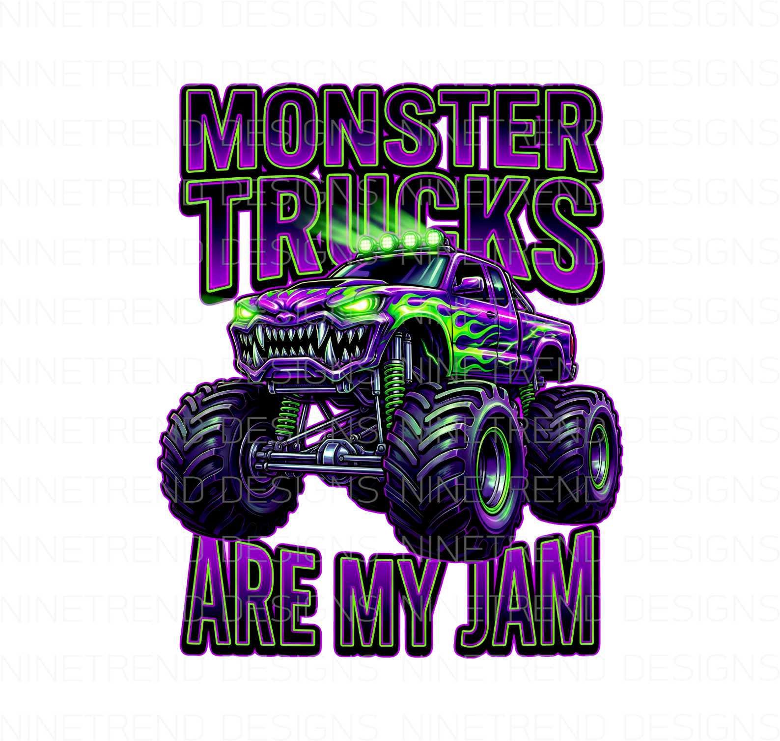 Monster Trucks Are My Jam PNG, Purple Green Monster Truck 