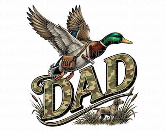DAD Duck Hunting Png, Camo Dad Sublimation, Mallard Waterfowl Clipart, Fathers Day Gift, DTG DTF, Digital Download