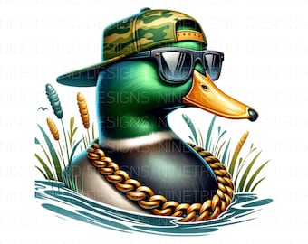 Watercolor Mallard Duck Camo Hat PNG: Sublimation Design (Digital Download)