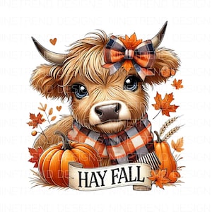 Highland Cow Fall PNG: Pumpkin Clipart, Halloween Shirt (Digital Download)
