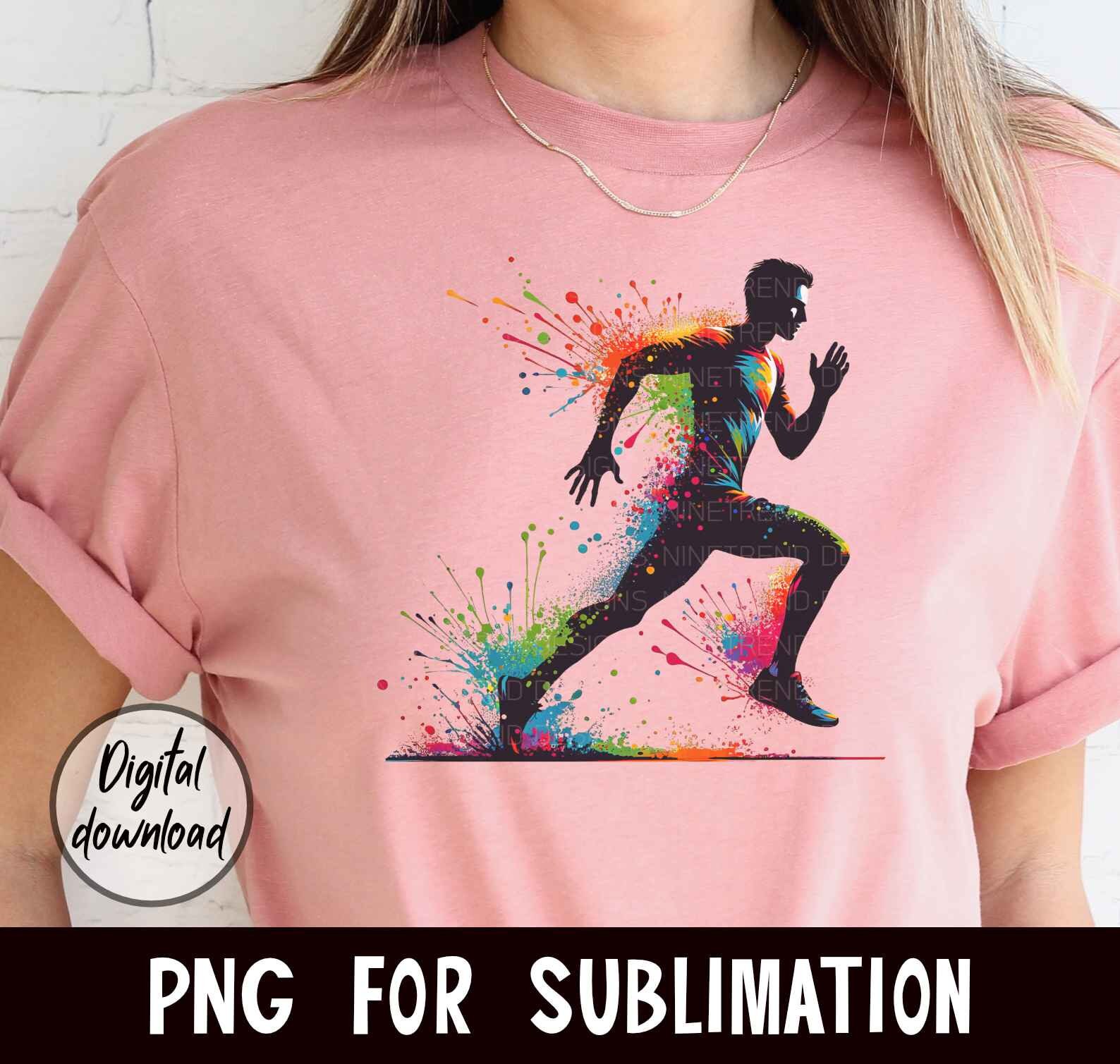 Watercolor Running Man Silhouette PNG: Splash Sublimation Design ...