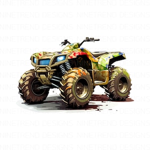 Camouflage Four Wheeler PNG, ATV Offroad Sublimation Designs Downloads, Instant Download Sublimation Graphics PNG