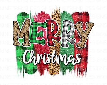Merry Christmas Leopard Buffalo Plaid PNG files, Christmas Sublimation Designs Downloads, DTG Printing, Instant Digital Download, Printable