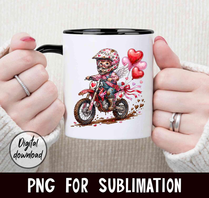 Valentine Dirt Bike PNG, Cute Motocross Kid Sublimation, Cupid Rider ...