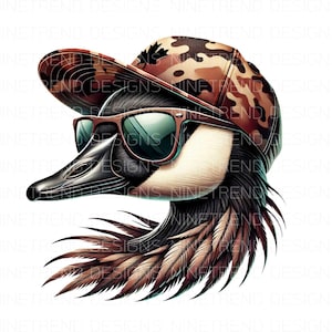 Canada goose Camo cap PNG, Goose Sublimation PNG, Canada goose Shirt Png, Watercolor Goose Png, Instant download, Commercial Use