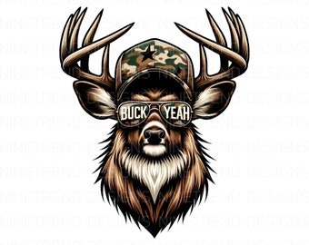 Camo Deer Watercolor PNG: Hunting Hat Sublimation (Digital Download)