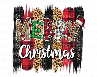 Merry Christmas Leopard Buffalo Plaid PNG files, Christmas Sublimation Designs Downloads, DTG PNG Printing, Instant Digital Download
