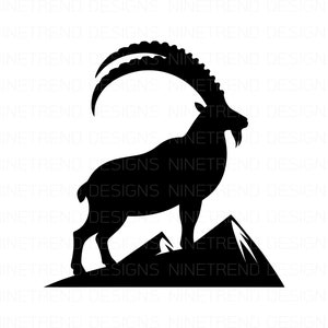 アイベックス山のシルエット SVG PNG、ヤギ昇華 png、アイベックス クリップアート、cricut 用 SVG ファイル、シルエット SVG、PNG カット ファイル、即時ダウンロード