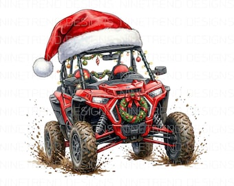 UTV de Noël Png, sublimation de boue Rzr, boue de VTT tout-terrain, clipart RZR boueux, conception de véhicule tout-terrain, téléchargement numérique
