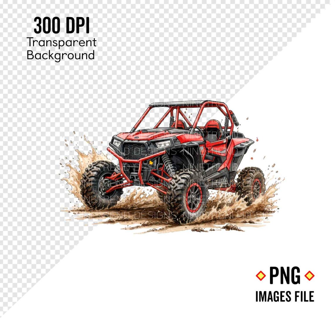 Red RZR Off-road Watercolor Png | Mud Splash Adventure UTV Clipart ...