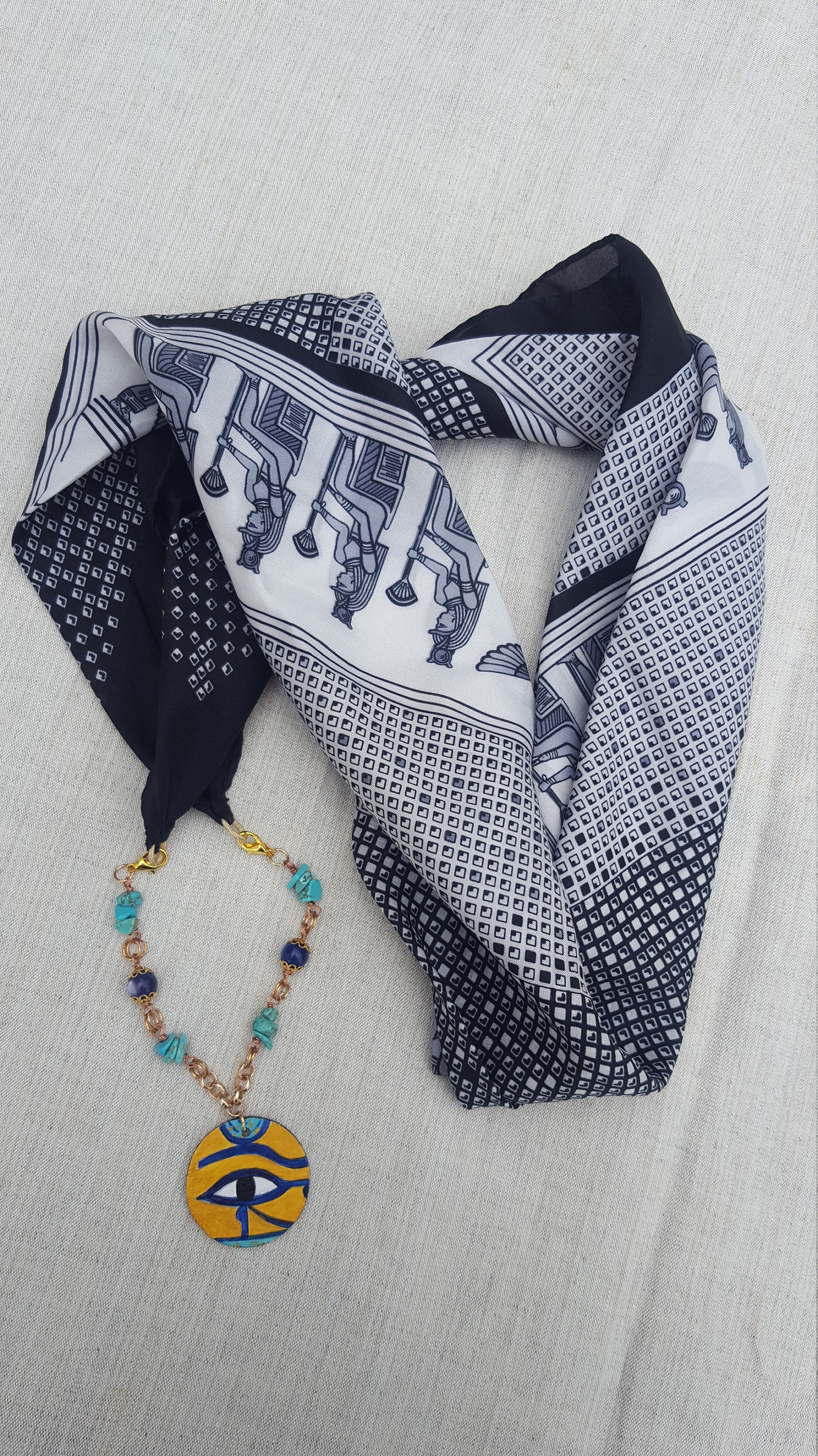 Egyptian jewel scarf Horus eye jewel scarf Egyptian scarf Etsy