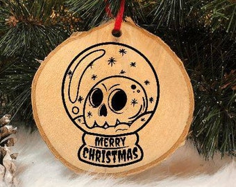 Skull Christmas Wood Ornament, alternative, goth