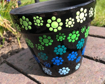 Maceta de flores de arte punto pintado a mano