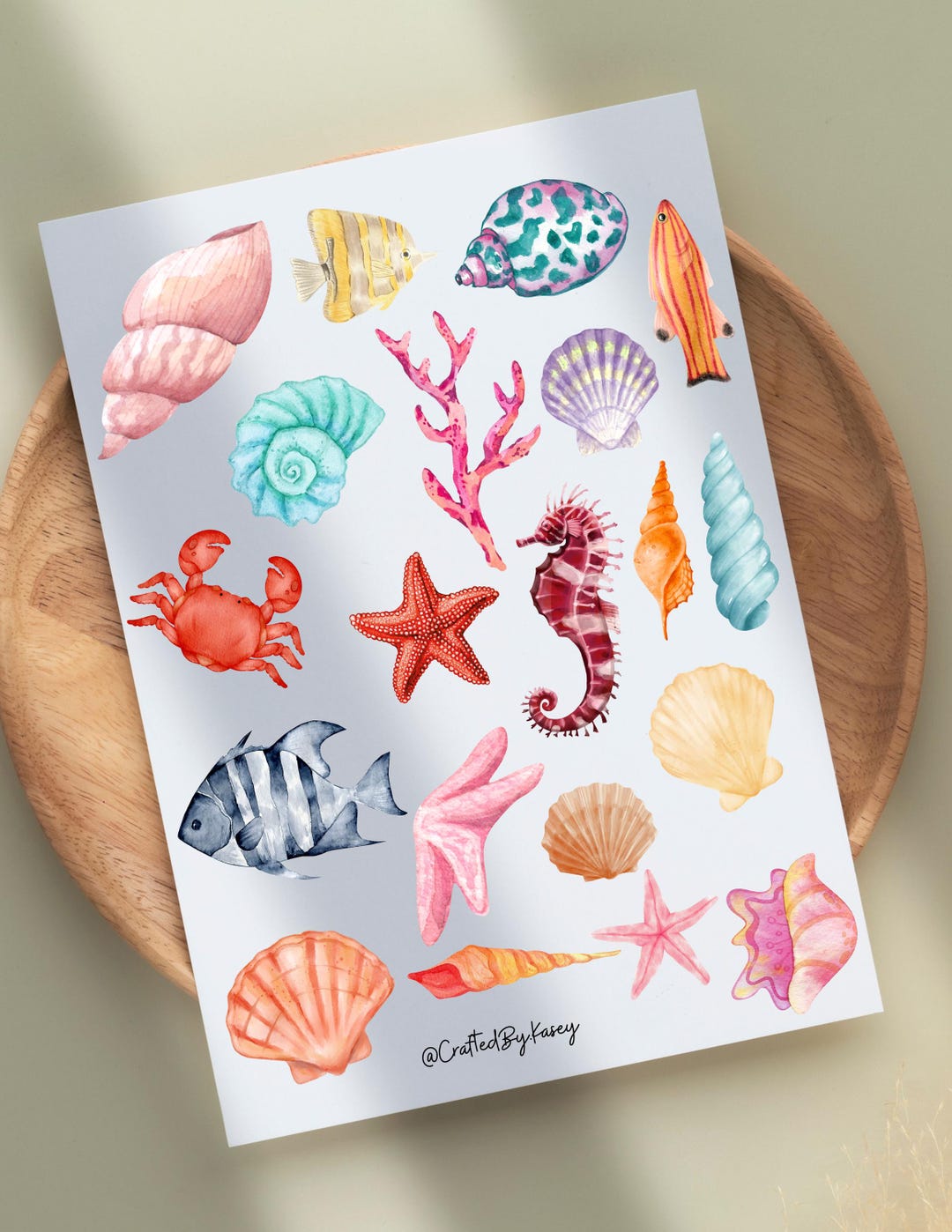 Sea Background Sticker Watercolor Sea Theme Stickers: Journal & Scrapbook (digital Download - Etsy