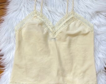 Vintage Christian Dior Cream Camisole Sz Small-  1980s Designer Lingerie- Gift for Her