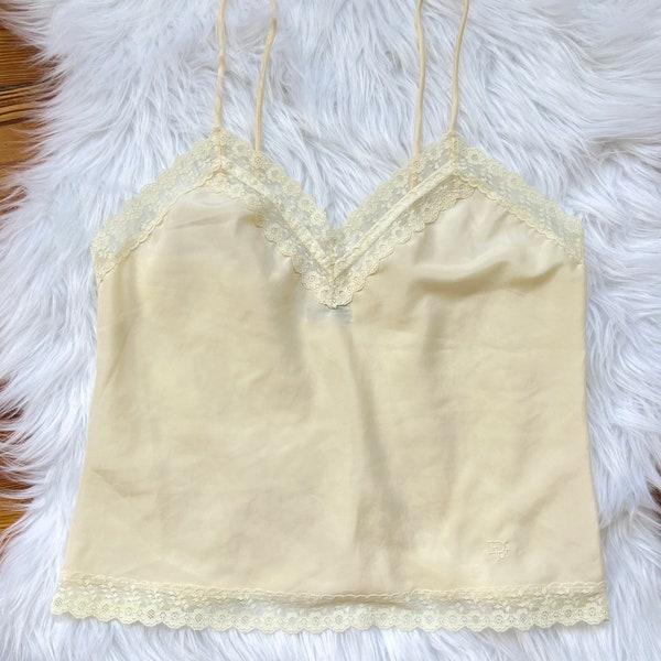 Vintage Christian Dior Cream Camisole Sz Small-  1980s Designer Lingerie- Gift for Her