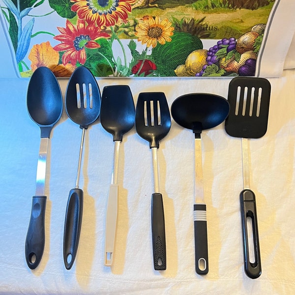 MCM Kitchen Utensils • Stainless/Nylon Plastic Solid Spoons, Slotted Spoons, Spatula, and Ladle • Your Choice