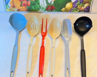 Vintage EKCO Nylon Plastic Various Utensils  • One Blue King Kraft Spoon - Your Choice