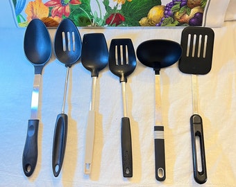 MCM Kitchen Utensils • Stainless/Nylon Plastic Solid Spoons, Slotted Spoons, Spatula, and Ladle • Your Choice