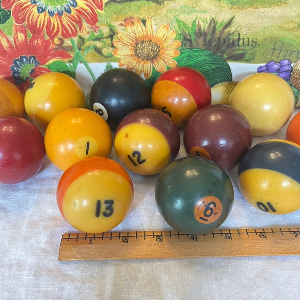 Vintage Bakelite Billiard, Pool Balls   • Game Room Decor • Replacements  •  Gift Idea