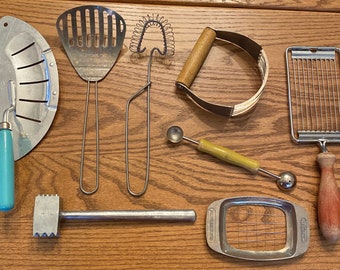 Vintage Farmhouse Kitchen Utensils: Ekco Dough Blender, Strainers, Wisker - Your Choice