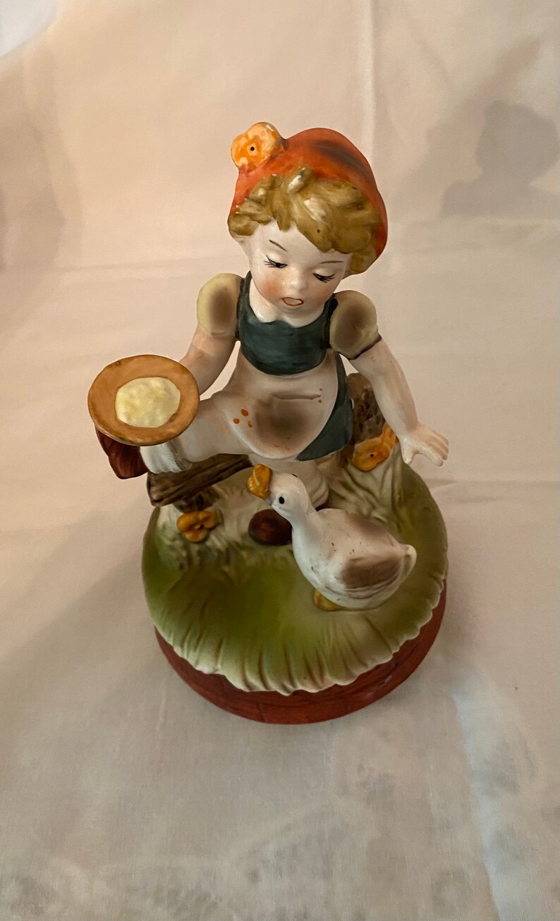 Vintage Rotating Ceramic Music Boxgirl Feeding Etsy