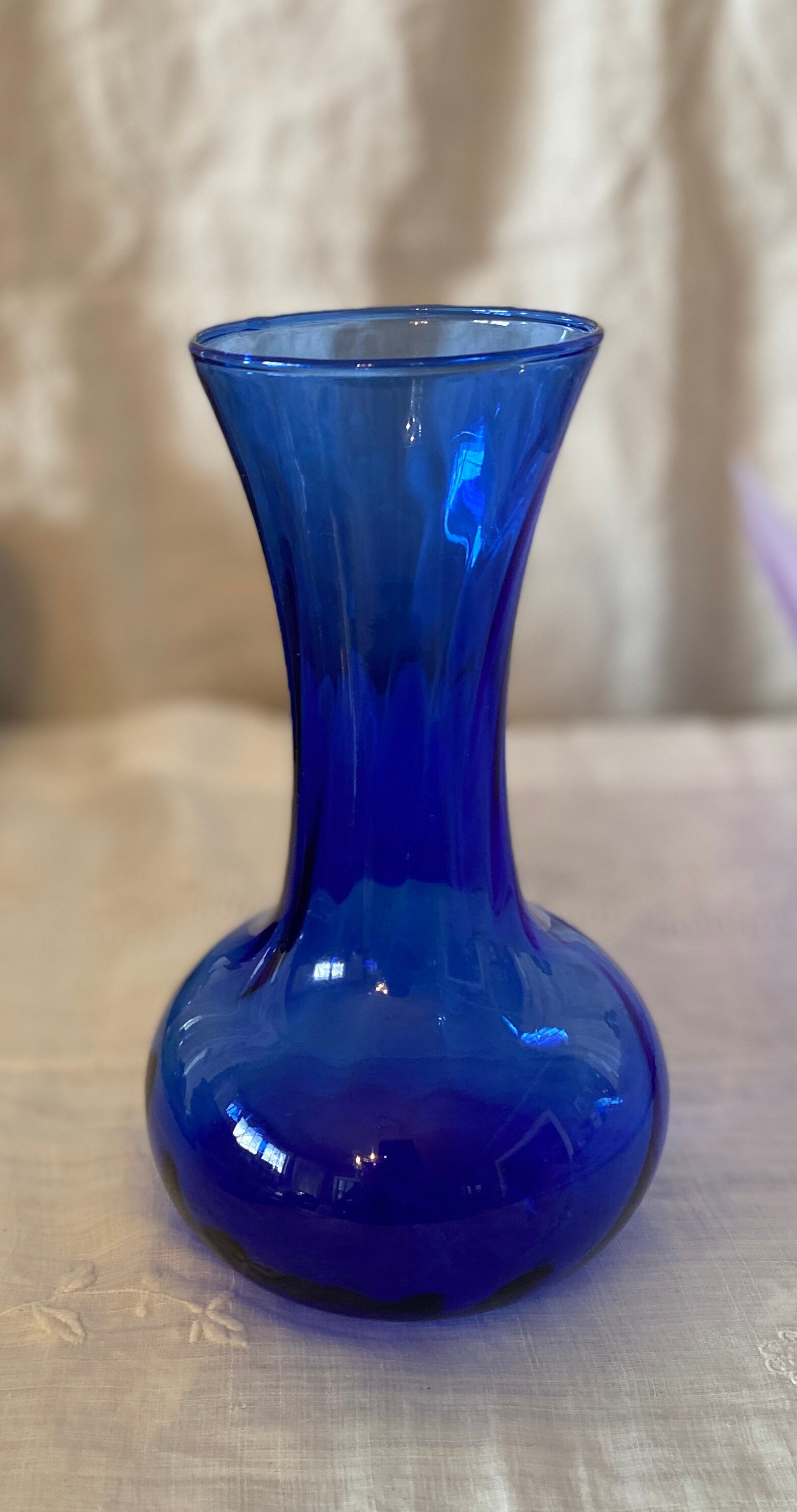 Vintage Cobalt Blue Hand Blown Glass Vase 8 tall | Etsy