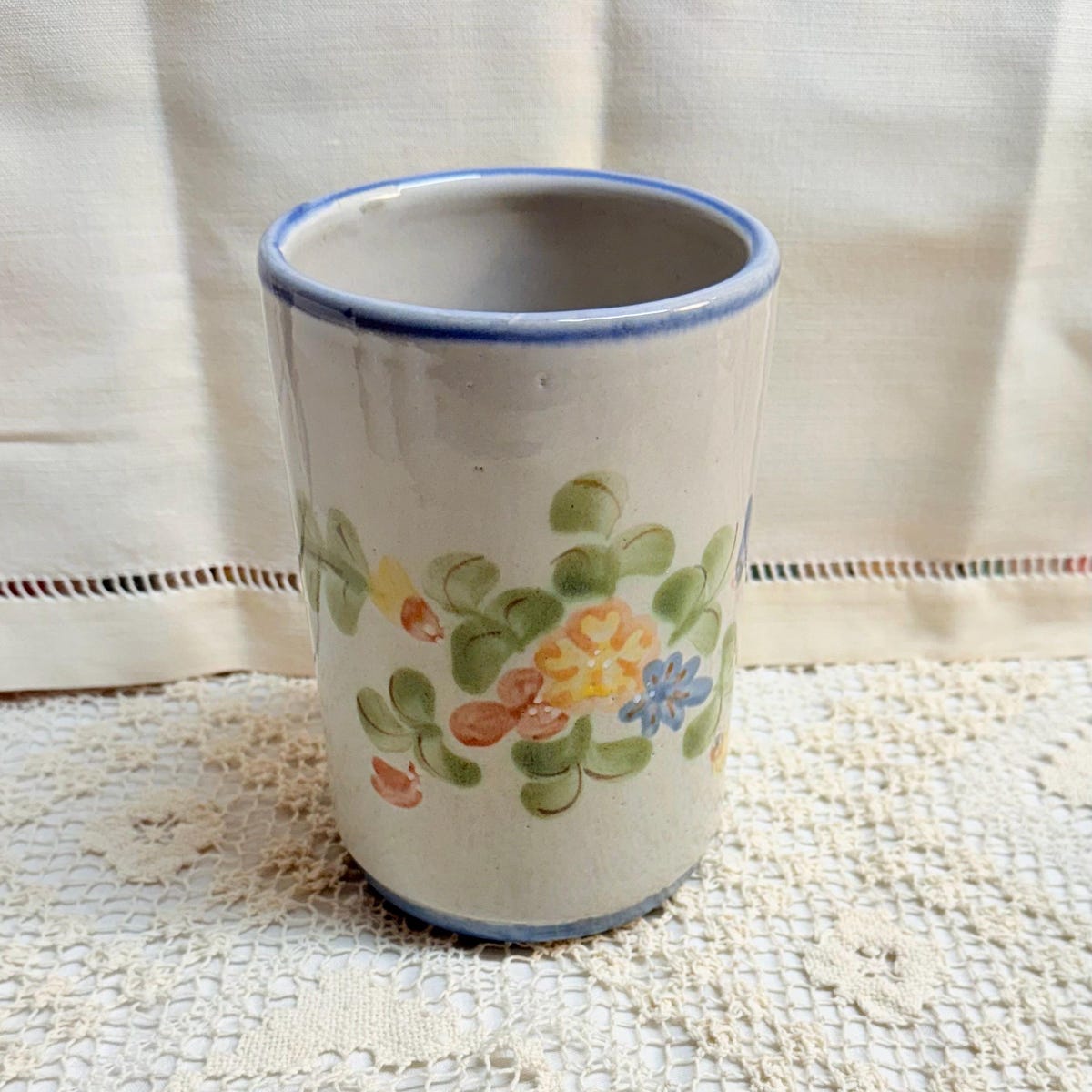 Louisville Stoneware Country Flower 6.5" Utensil Holder 80s Ceramic Crock Made in Kentucky - Etsy