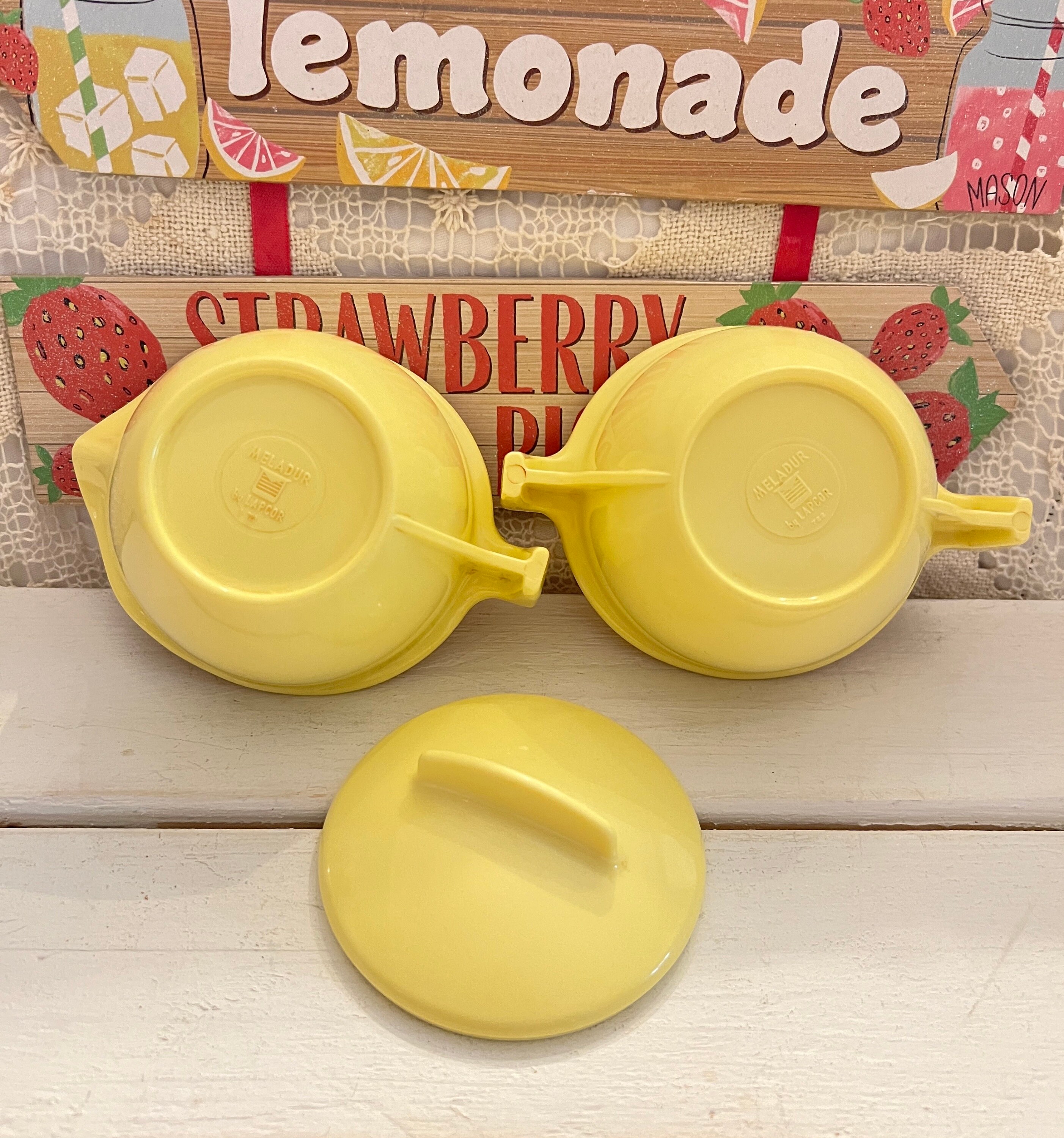 Vintage Yellow Melamine Creamer & Sugar Bowl Set: 1950s Lapcor