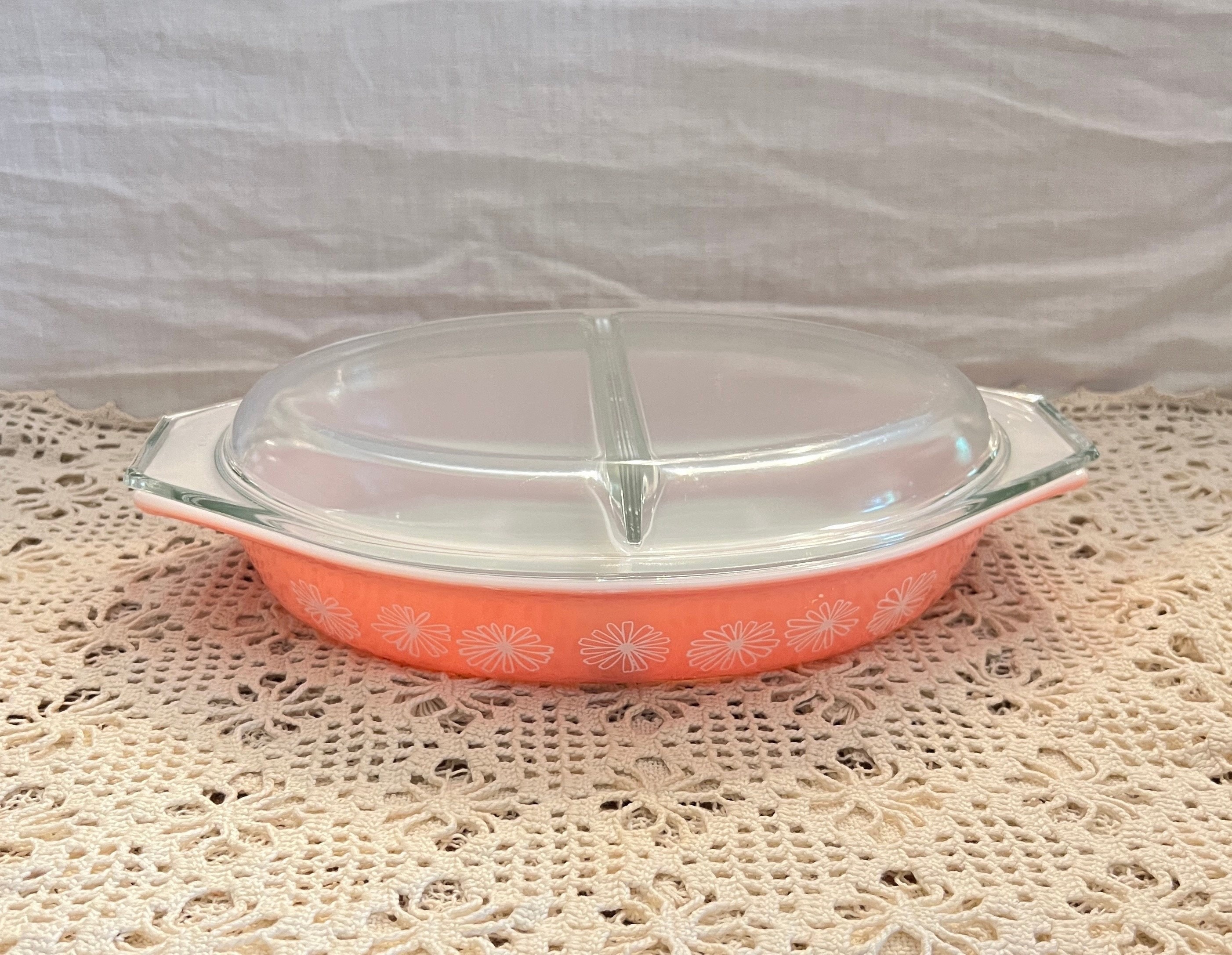 Divided Casserole Pyrex Baking Dish With Lid Vintage Vintage PYREX