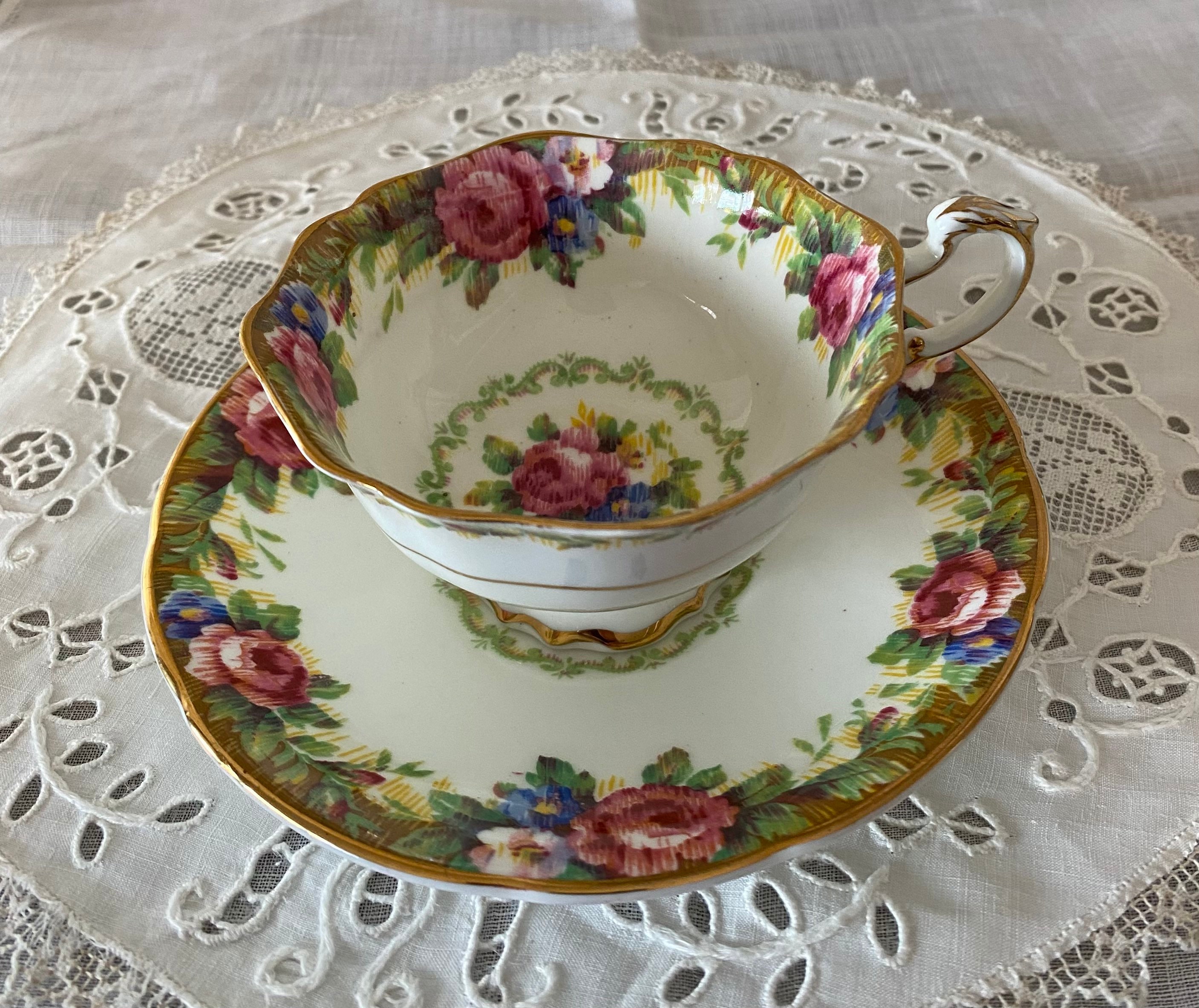 Vintage Cup And Saucer Paragon Tapestry Rose Corset Shape 1940s Double –  Antiques And Teacups