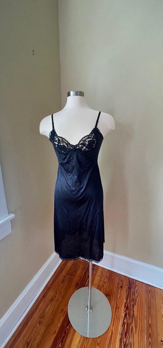 Vintage Black Lacy Nylon Full Slip S 36 - J C Pen… - image 8