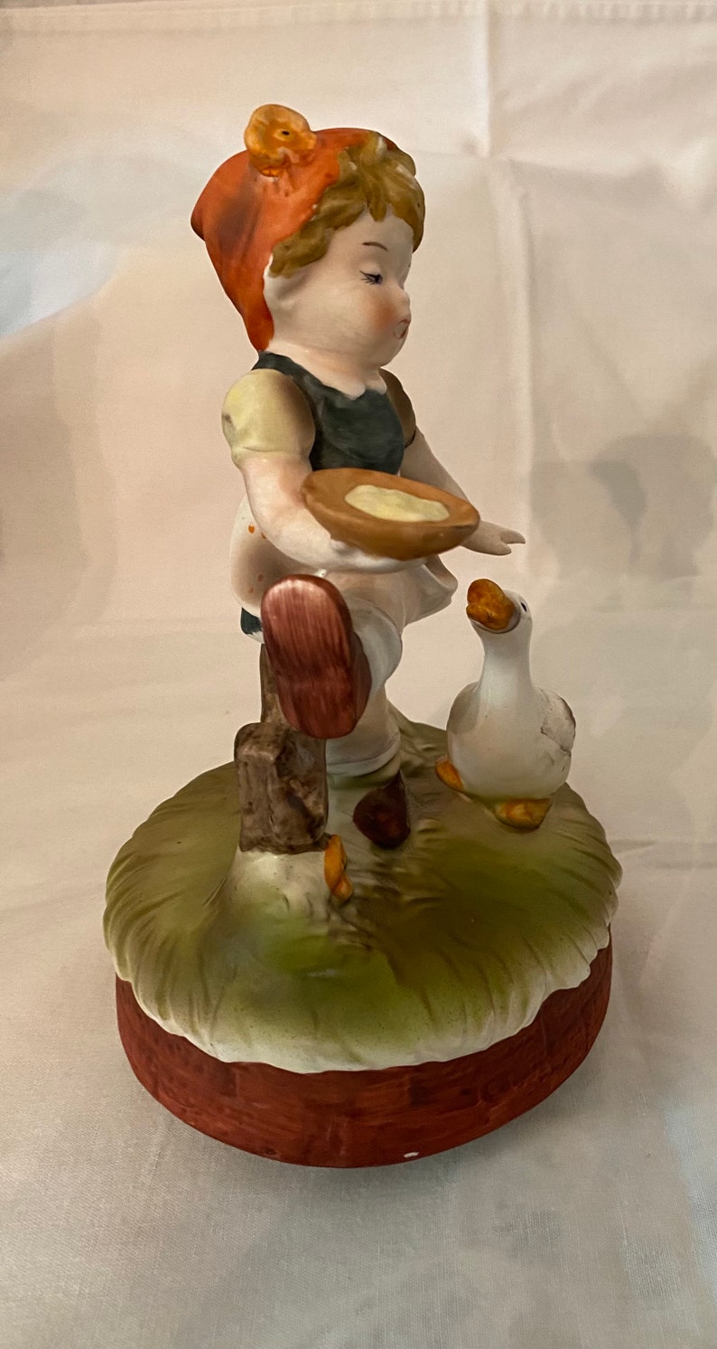 Vintage Rotating Ceramic Music Boxgirl Feeding Etsy