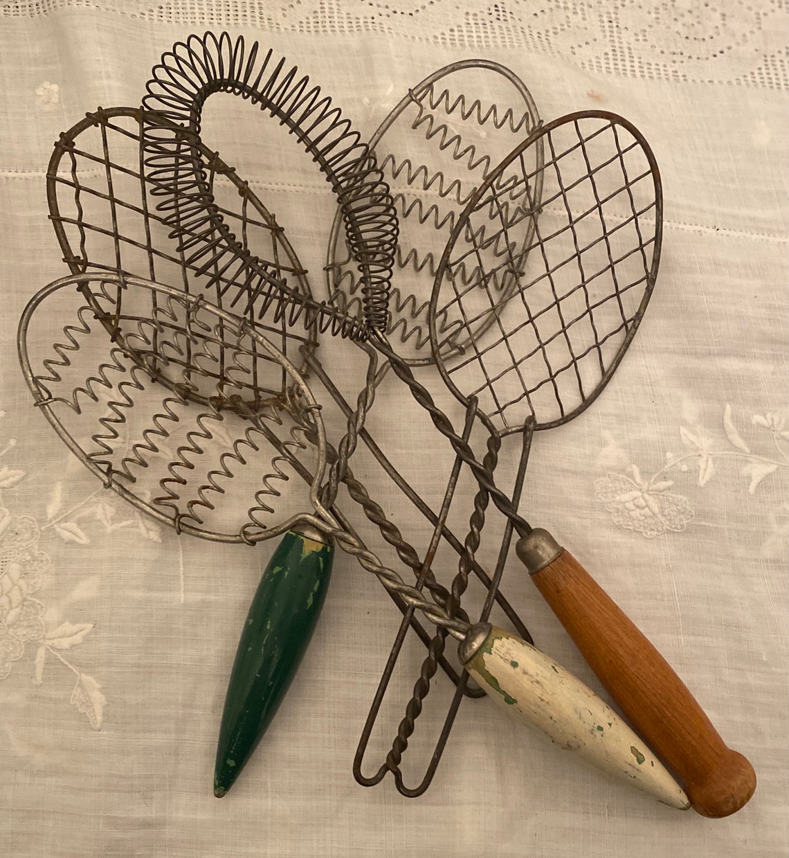 Antique Androck Coiled Wire Spoon/Whisks /Wire Whisk w/Wood Etsy