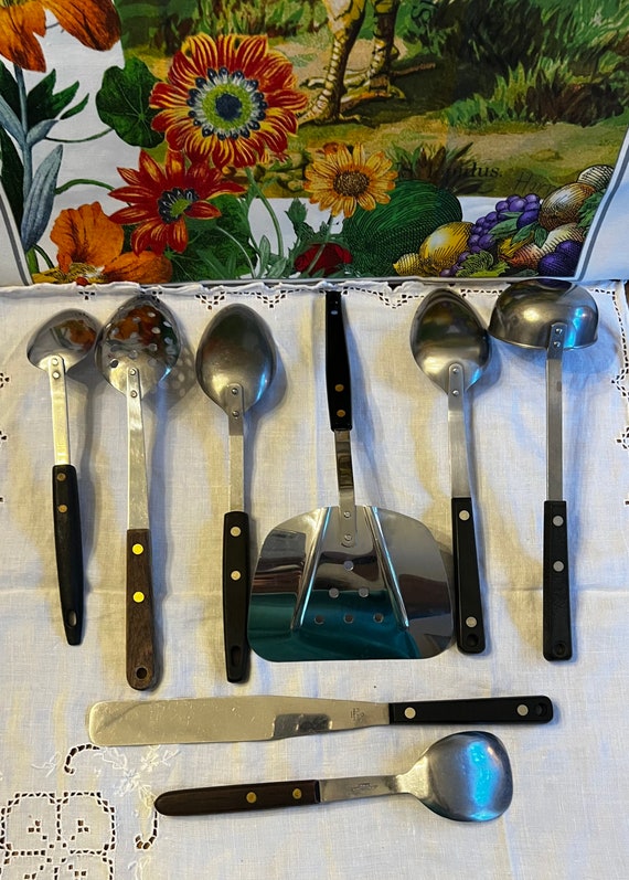 Flint Green Turquoise Kitchen Utensils Stainless Vanadium USA 1950s Vintage