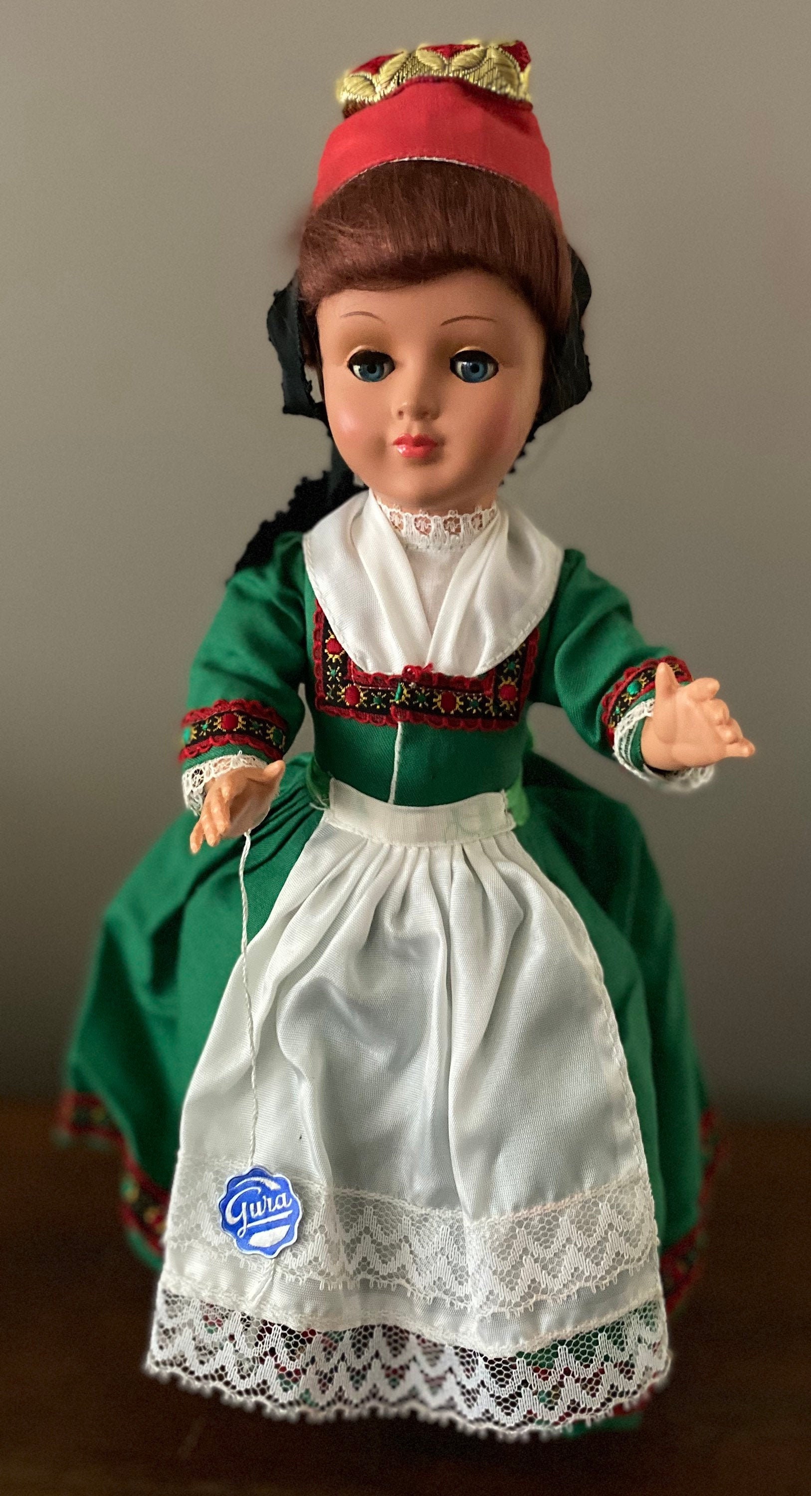 Vintage Gura Folk Doll: Black Forest Costume, Blinking Eyes, 12
