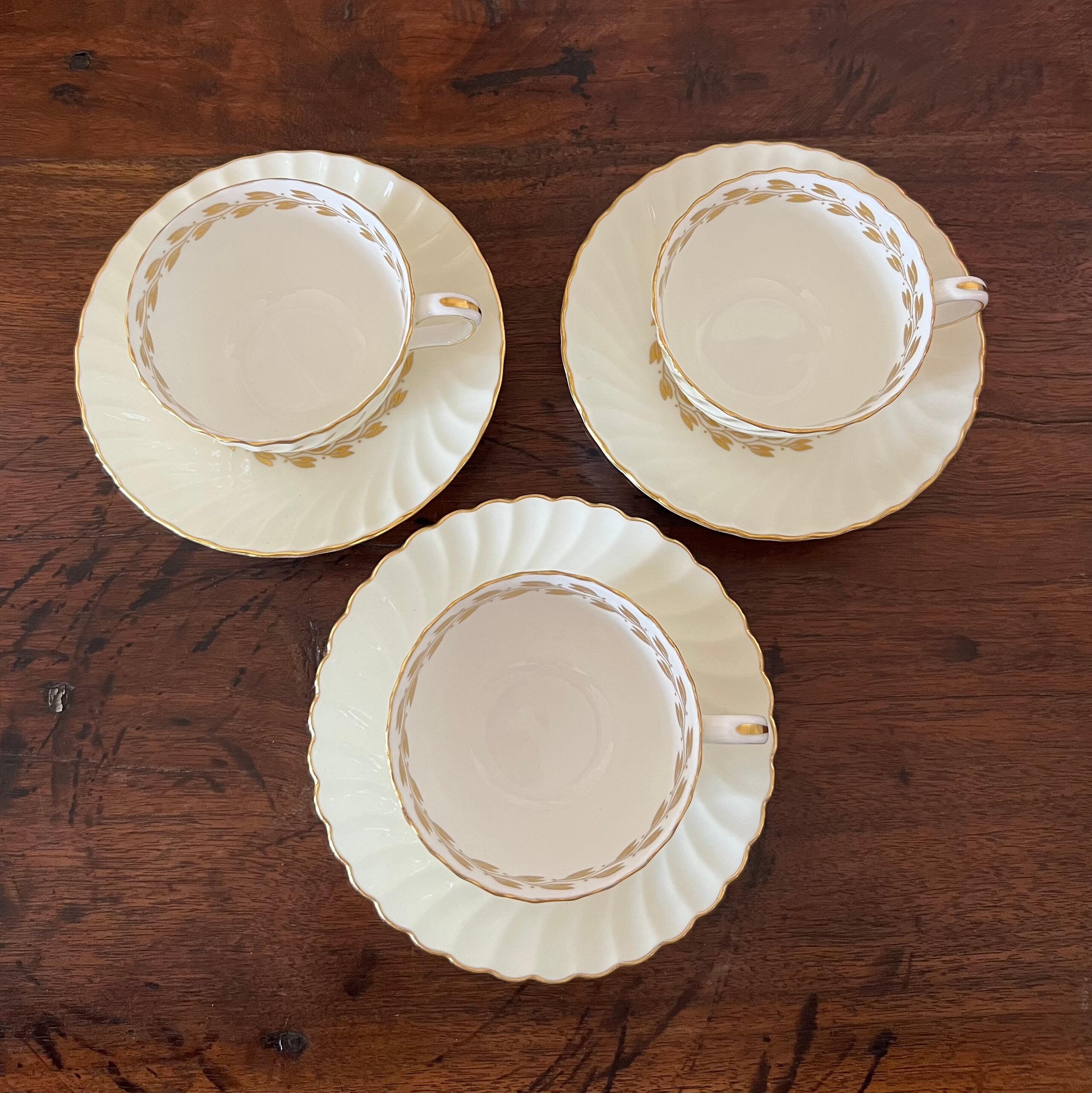 Minton Cheviot Gold Bone China Tea Cup & Saucer Sets Swirl Etsy