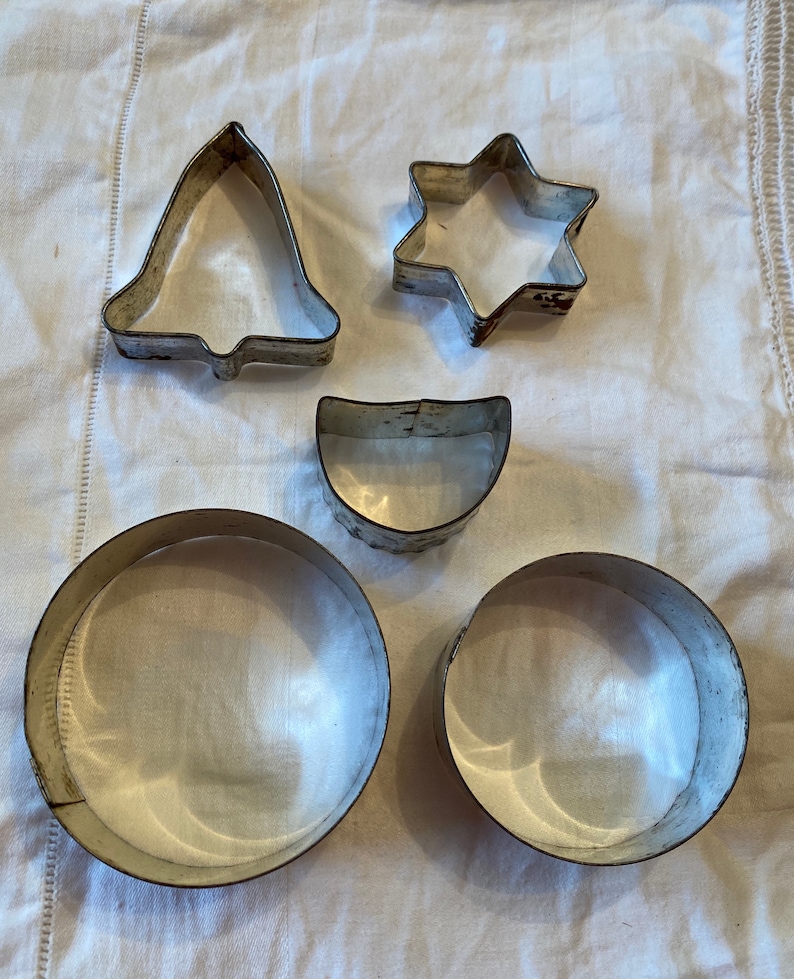 Antique Primitive Tin Cookie Cutters/ 2 Round Pastry Fluted Etsy