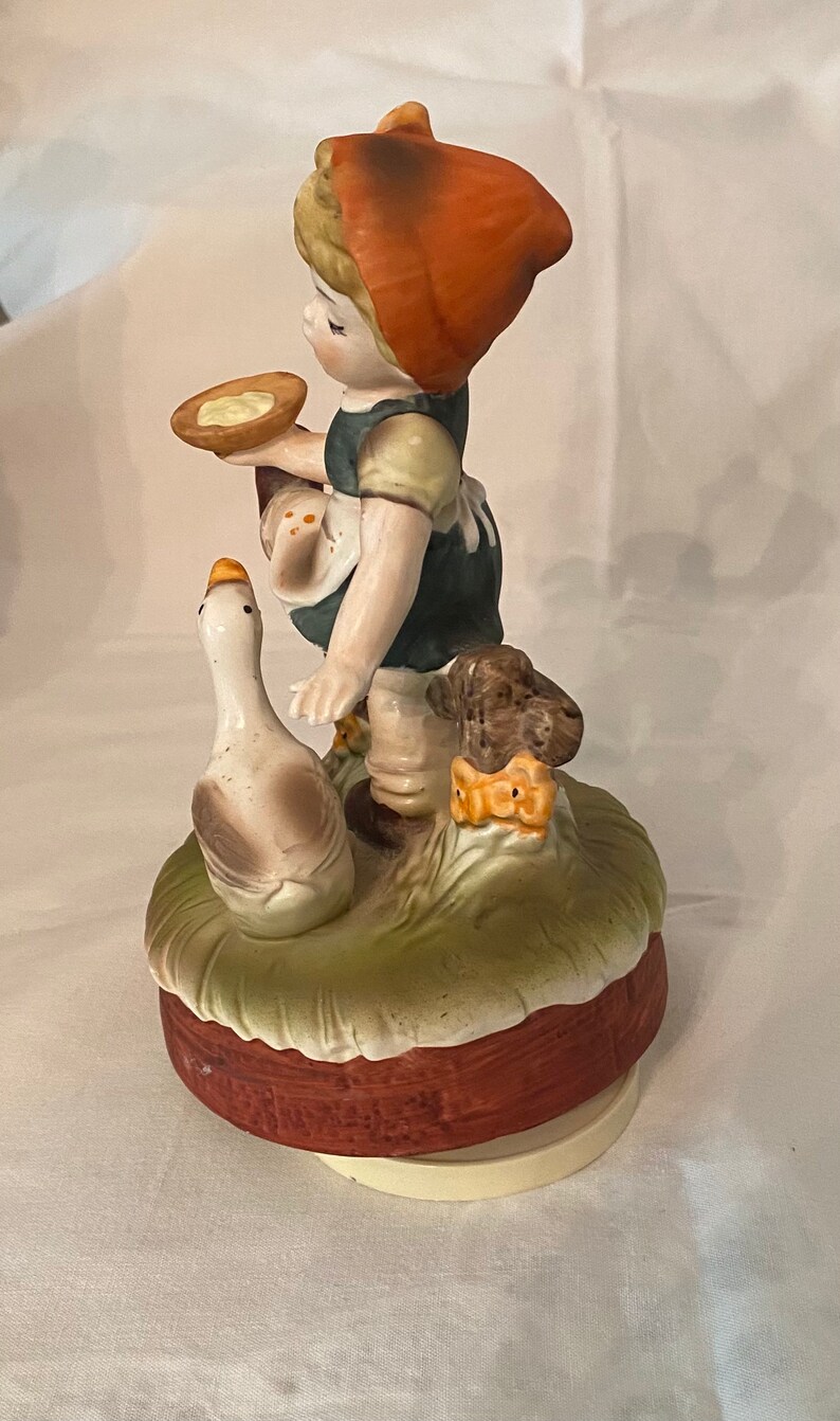 Vintage Rotating Ceramic Music Boxgirl Feeding Etsy