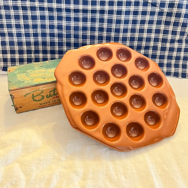 Vintage Escargot Ceramic Dish - 19 Hole French Style Baking Pots- Snail Cooker- Oven to Table