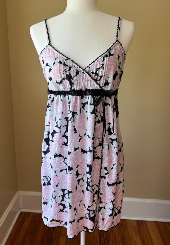 Eileen West Cotton Stretch Short Nightgown Size M Floral W Black Lace Vintage Comfy Nightie Etsy UK