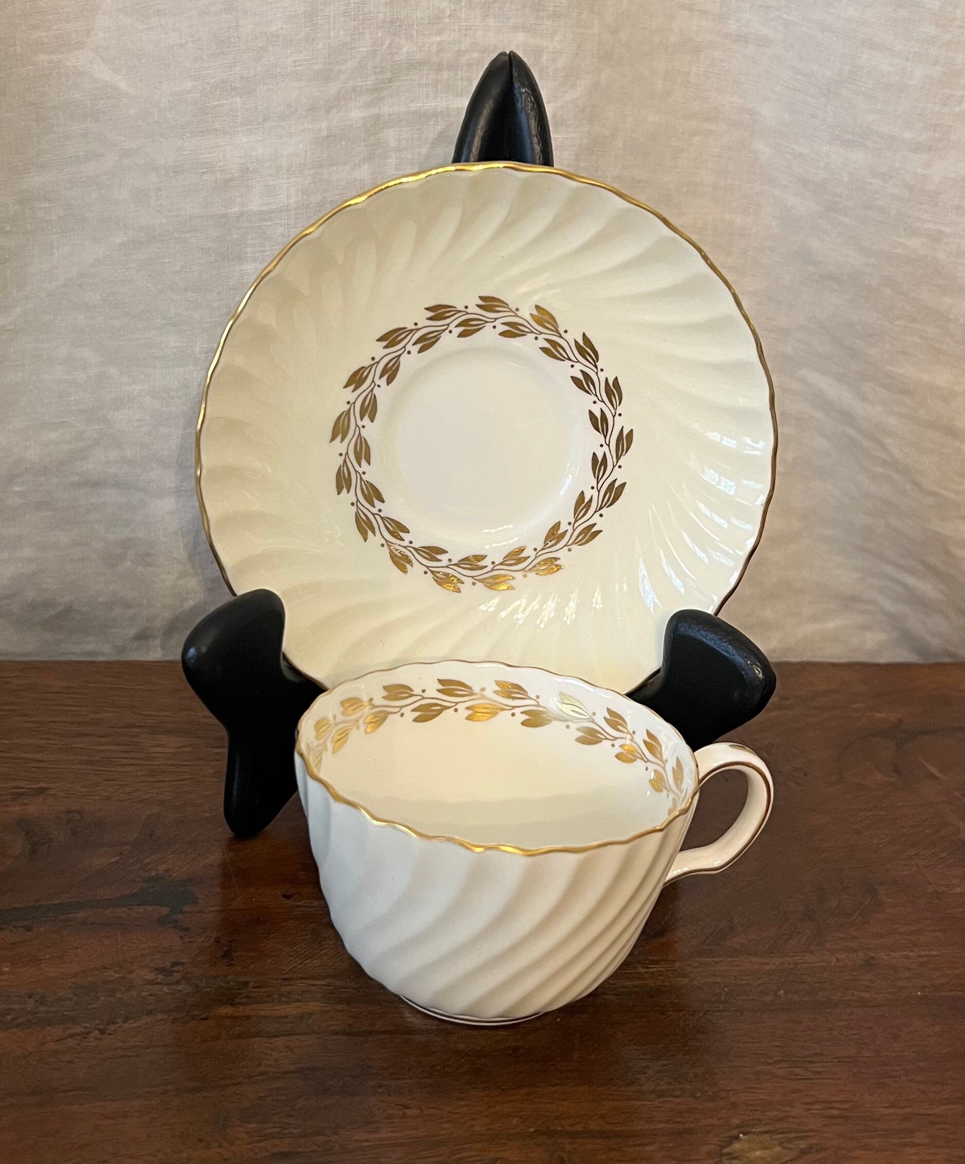 Minton Cheviot Gold Bone China Tea Cup & Saucer Sets Swirl Etsy