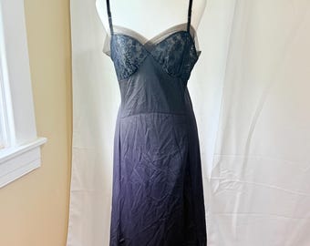 Combinación de encaje Rogers de gasa negra vintage de los años 50, talla 36 de busto