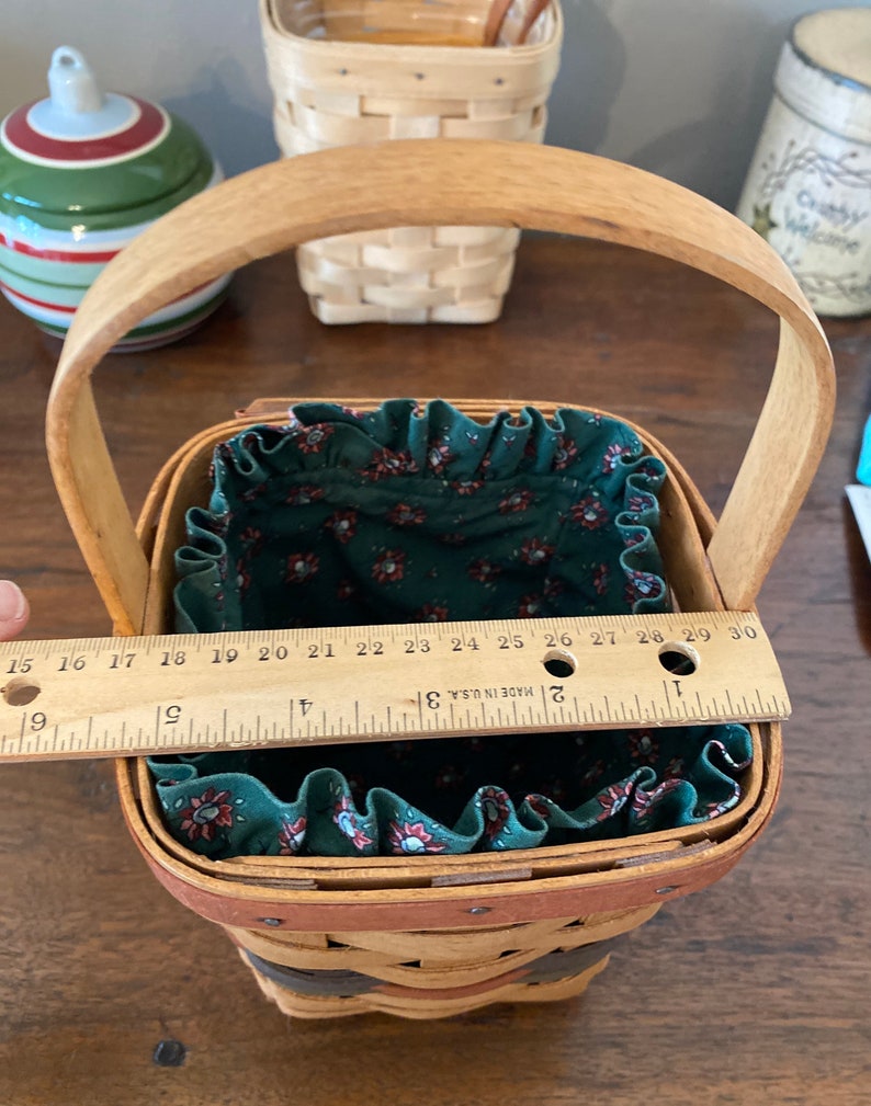 Vintage Longaberger Basket: Shades of Autumn, Green Liner imagem 8