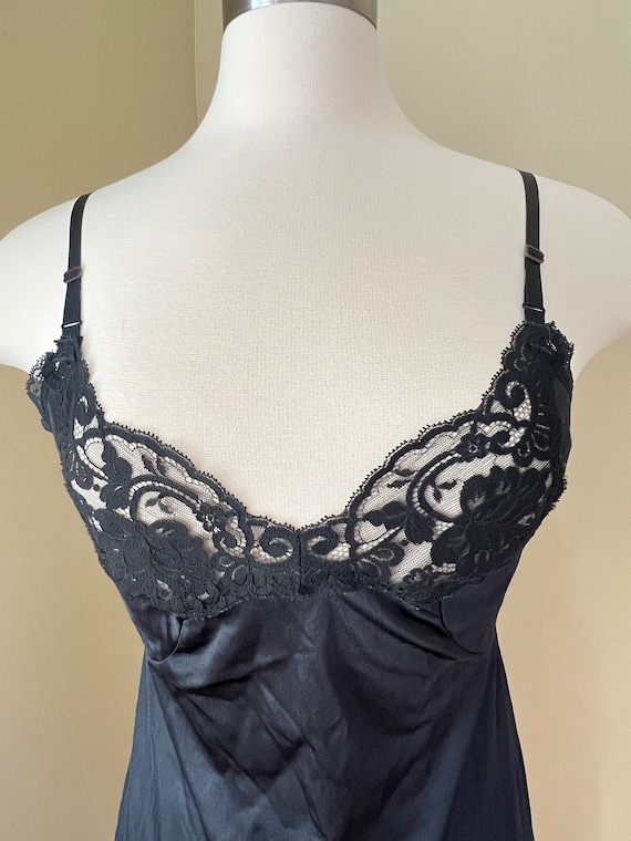 Vintage Black Lacy Nylon Full Slip S 36 - J C Pen… - image 2