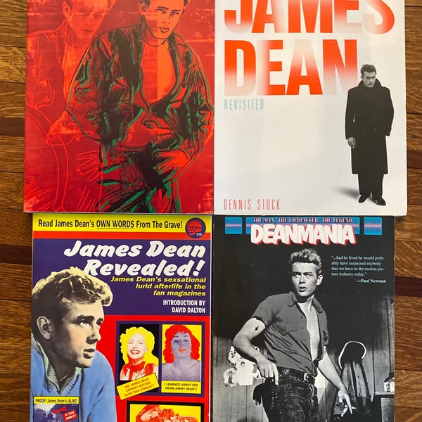 James Dean Books:  American Icon, James Dean Revisited, Deanmania, James Dean Revealed, Vintage Soft Backs, 1980's to 90's, Your Choice Gift
