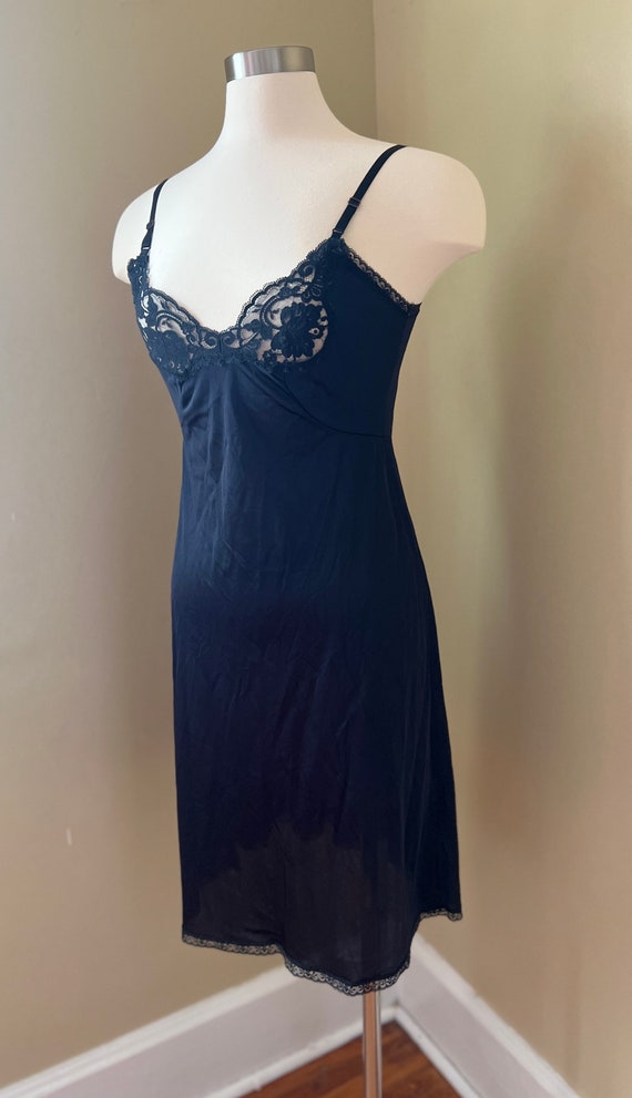 Vintage Black Lacy Nylon Full Slip S 36 - J C Pen… - image 5